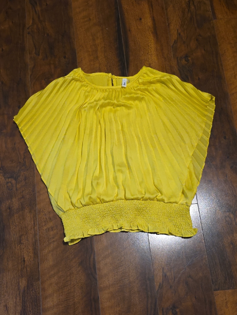 Bright Yellow Satin Pleated Top